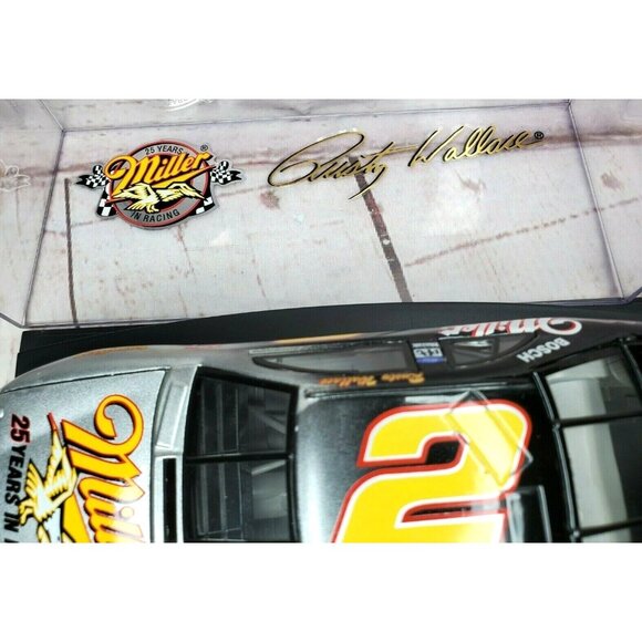 Rusty Wallace Miller #2 Goodyear Diecast Model Race Car with Display Case - Picture 7 of 12